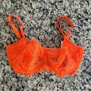 Lace Underwire Bra in Vibrant Orange
